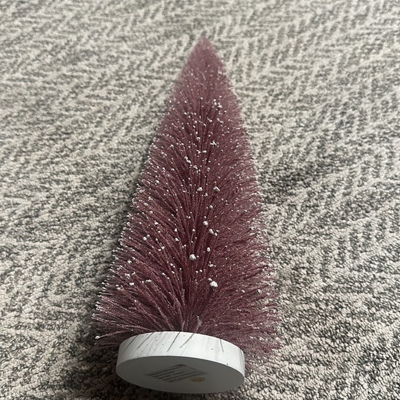 18” pink and snow bottle brush tree on white base - Picture 3 of 5